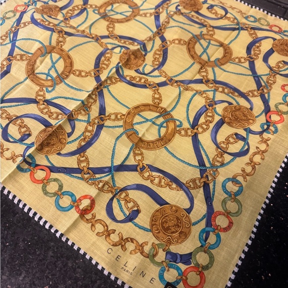 Celine Designer Yellow and Blue Scarf - Picture 4 of 5